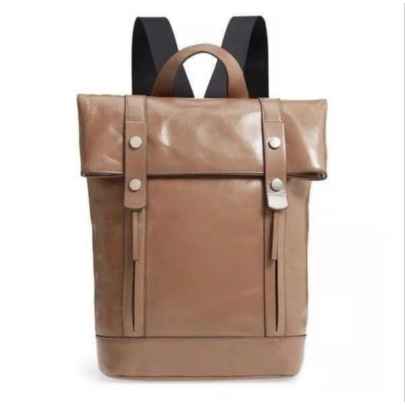 Treasure & bond remy Brown vegan glazed leaTher rucksack backpack w/ front strap - Picture 2 of 8
